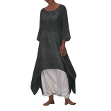 Solid maxi dress Long Dress Plus Size Vintage loose boho dress Women Sleeve dress women summer Beach robe longue sukienkia  #G8