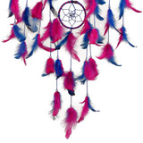 Big 5 Ring Beaded Pink & Blue Feathers Dream Catcher