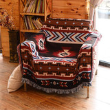 National Style Geometry Black red Kilim Throw Blanket