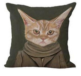 Dapper Time-Travel Cat Throw Pillow Covers Dapper Time-Travel Cat Throw Pillow Covers