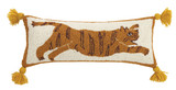 Tiger Wool Hooked Pillow with Tassels