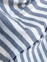 Navy Cream Striped Fabric by the yard / Home Decor Fabric / Cotton Upholstery Fabric / Medium weight fabric / French Stripe Fabric
