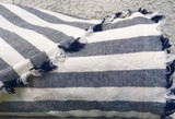 Navy Cream Striped Fabric by the yard / Home Decor Fabric / Cotton Upholstery Fabric / Medium weight fabric / French Stripe Fabric