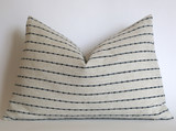Linen Stripe Farmhouse Pillow Cover / Vintage Style Pillow Cover / Striped Performance Pillow Cover
