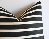 Outdoor Lumbar Pillow Cover / 12x18 Outdoor Lumbar Black Cushion / 12x18 Genuine Sunbrella Pillow / 12x18 Black Striped Pillow cover