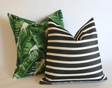 Black Striped Outdoor Pillow Cover / 18x18 Outdoor Large Black Cushion / 18x18 Genuine Sunbrella Pillow / Black Stripe Pillow cover 18x18