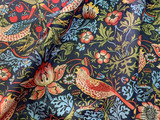 Navy Strawberry Thief: Velvet William Morris Upholstery Fabric by the yard / Historic Velvet Home Fabric / High End Upholstery Velvet