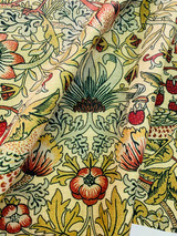 Yellow Strawberry Thief: Velvet William Morris Upholstery Fabric by the yard / Historic Velvet Home Fabric / High End Upholstery Velvet