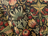 Strawberry Thief: Velvet William Morris Upholstery Fabric by the yard / Dark Chocolate Home Decor Fabric / High End Upholstery Velvet