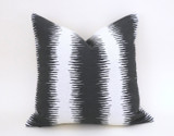 Black Ikat Stripe Pillow / Black and Cream Pillow Sham Cushion Cover 20x20 inches 24x24 26x26 28x28 / Boho style Pillowcase