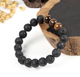 Tiger Eye Bracelet with Lava Stones | Mala Beads