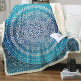 Boho Turquoise Mandala Fluffy Plush Sherpa Fleece Throw Blanket