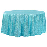 120" Round Turquoise  Sequin Tablecloth Glitz Sequin