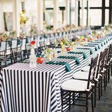 Black and White Striped Tablecloth 90x156 inch