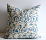 Olive or Aqua Pillow Cover / Batik Pillows / Les Indiennes Pillows / Cotton Block Print Pillow Case / Olive Cushion Cover