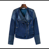 Spliced Faux Leather Suede Jacket Women Black Moto Coat Punk Camel Suede Jaquetas Couro Casaco Chaquetas PU Slim Jacket