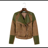 Spliced Faux Leather Suede Jacket Women Black Moto Coat Punk Camel Suede Jaquetas Couro Casaco Chaquetas PU Slim Jacket