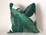 Banana Leaf pillow cover / Linen Pillow Cover / Fringe Pillow Case 12x21 16x16 18x18 20x20 22x22 24x24 26x26 16x24 14x36