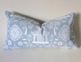 Light Blue and White Pagoda Pillow Sham / Cushion Cover 20x20 24x24 26x26 / Nanjing Navy Chinoiserie Porcelain / Navy Chinese Pillow Case
