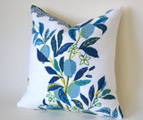 White Schumacher Pillow Cover / Citrus Garden "Pool" Decorative Pillow Cover / Lemon pillow cover / Schumacher Euro sham 24x24 26x26