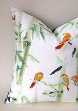 Chinoiserie Pillow / Aqua Orange 20x20 / 20x20 Cushion Cover / 20x20 Bamboo Pillow Cover / Green 20x20 Aqua / 20x20 Sofa Pillow Cover