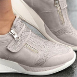 Laamei 2019 New Arrival Flock New High Heel Lady Casual Women Sneakers Leisure Platform Shoes Breathable Height Increasing Shoes