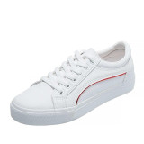 HOT Women Sneakers Fashion Breathble Vulcanized Shoes Platform Lace up Casual White Tenis Feminino Zapatos De Mujer Pu leather 8