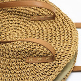 Handmade Woven Round Women Shoulder Bag Bohemian Summer Straw Beach Handbag for Travel Shopping Female Tote Rattan Wicker Bags