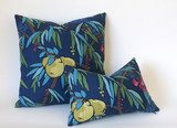 Art Nouveau Fruit Pillow Cover / Berry Citrine Navy Decorative Pillow Cover
