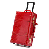 Vintage pu leather travel luggage,13" 22" 24"korea  trolley luggage bags on universal wheels,bride wedding red suitcase box