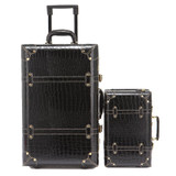 Vintage pu leather travel luggage,13" 22" 24"korea  trolley luggage bags on universal wheels,bride wedding red suitcase box
