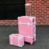 Vintage Travel Rolling Luggage Suitcase Bag ,PU Leather Box with Cosmetic bag ,Women Carrier,high qualit Carry-On Trolley Case