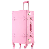 Travel tale High quality girl PU leather trolley luggage bag set,lovely full pink vintage suitcase for female,retro luggage gift