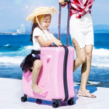 Children's Trojan Luggage bag 24 inch Spinner Multifunction Kid luggage Can ride can sit Cartoon Loveliness Suitcase Luggage bag