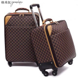 Fashion Leather PVC Men Women Rolling Luggage Suitcase Designer 16/20/22/24 Inches High Quality 4 Wheels Spinner Airport Luggage