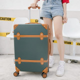 Luggage 20" 22" 24" 26" inch women hard retro rolling luggage set trolley baggage with cosmetic bag vintage suitcase for girls