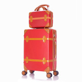 Luggage 20" 22" 24" 26" inch women hard retro rolling luggage set trolley baggage with cosmetic bag vintage suitcase for girls