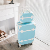 Luggage 20" 22" 24" 26" inch women hard retro rolling luggage set trolley baggage with cosmetic bag vintage suitcase for girls