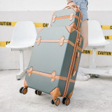 Luggage 20" 22" 24" 26" inch women hard retro rolling luggage set trolley baggage with cosmetic bag vintage suitcase for girls