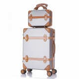 Luggage 20" 22" 24" 26" inch women hard retro rolling luggage set trolley baggage with cosmetic bag vintage suitcase for girls