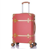 Luggage 20" 22" 24" 26" inch women hard retro rolling luggage set trolley baggage with cosmetic bag vintage suitcase for girls