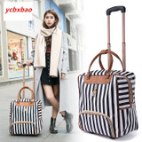 Women Trolley Luggage Rolling Suitcase Casual Stripes Rolling Case Travel Bag on Wheels Luggage Suitcase with Wheels