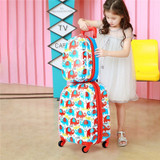 Cute Cartoon Kids Suitcase 12" Backpack and 16" Rolling Suitcase Set Travel Suitcase with Wheel Free Shipping mala de viagem