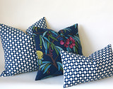 Art Nouveau Fruit Pillow Cover / Berry Citrine Navy Decorative Pillow Cover / Navy Teal Pillow 12x18 12x21 16x16 18x18 22x22 24x24