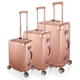 Luxury Rose Gold Rolling Luggage 4 Wheels Spinner Suitcase Aluminum Frame Luggage PC Trolley Case Luxury Rose Gold Rolling Luggage 4 Wheels Spinner Suitcase Aluminum Frame Luggage PC Trolley Case