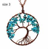 Tree of Life Pendant Amethyst Rose Crystal Necklace Gemstone Chakra Jewelry Copper Rose Quartz Turquois Crystal Necklace