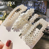 MYHFKK2019 hot fashion headwear Pearl Hair Clip Snap Hair Barrette Stick Hairpin Hair female hair jewelry inlaid hairpin FJ011