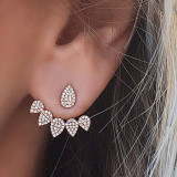 Crystal Flower drop Earrings For Women fashion Jewelry Double Sided Gold Silver earrings gift for party best friend A55