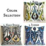 Grey and Yellow Ikat Robert Allen Zipper Pillow Cover 18x18 24x24 26x26 or lumbar pillow cover Ikat Rain Pillow