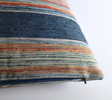 Indigo and Red Woven Stripe Pillow Cover / Striped Multicolor Decorative Throw Pillow Cover